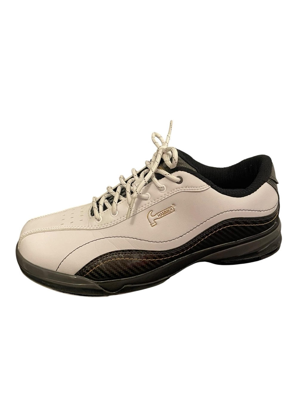 Hammer Force M-928 Mens Bowling Shoes White Black Carbon Right Hand Size 10